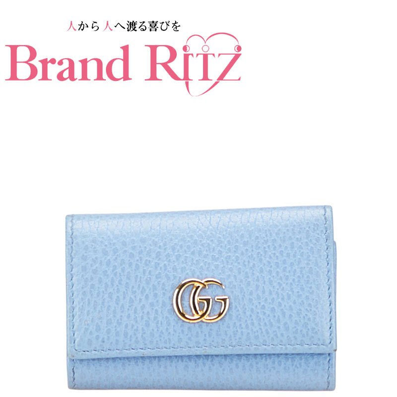 中古 グッチ GGマーモント ダブルＧ 手がかり入れもの 456118 B序列付ける ともし火青み なめし革 レディース GUCCI 【貨物輸送無料】【西神店】
