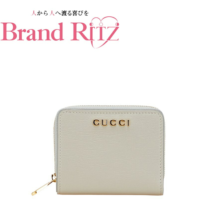 中古 グッチ スクリプト ミニウォレット 二つ折り財布 772639 ABランク グレー レザー レディース GUCCI 【送料無料】【名谷店】