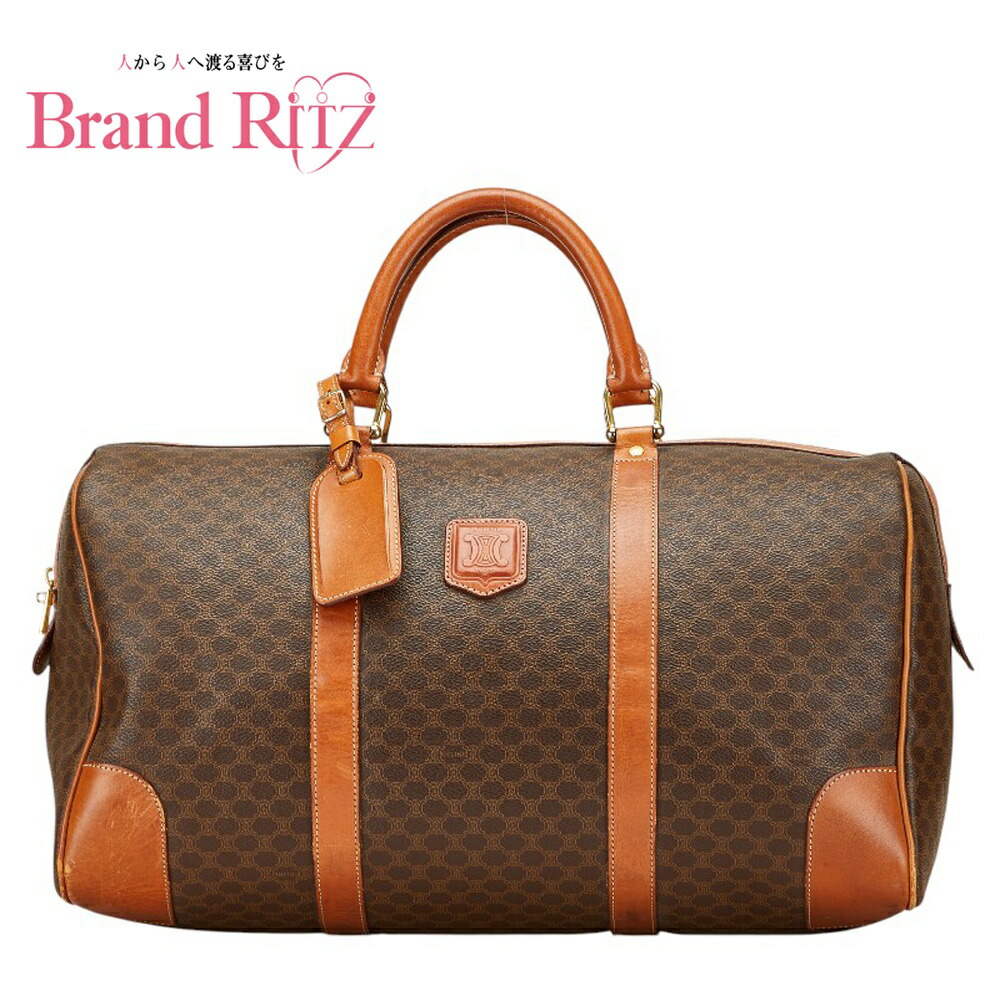 CELINE ボストンバッグ旅行バッグトラベル マカダムPVC/レザーブラウン CELINE セリーヌ マカダム トラベルバッグ ボストンバッグ PVC