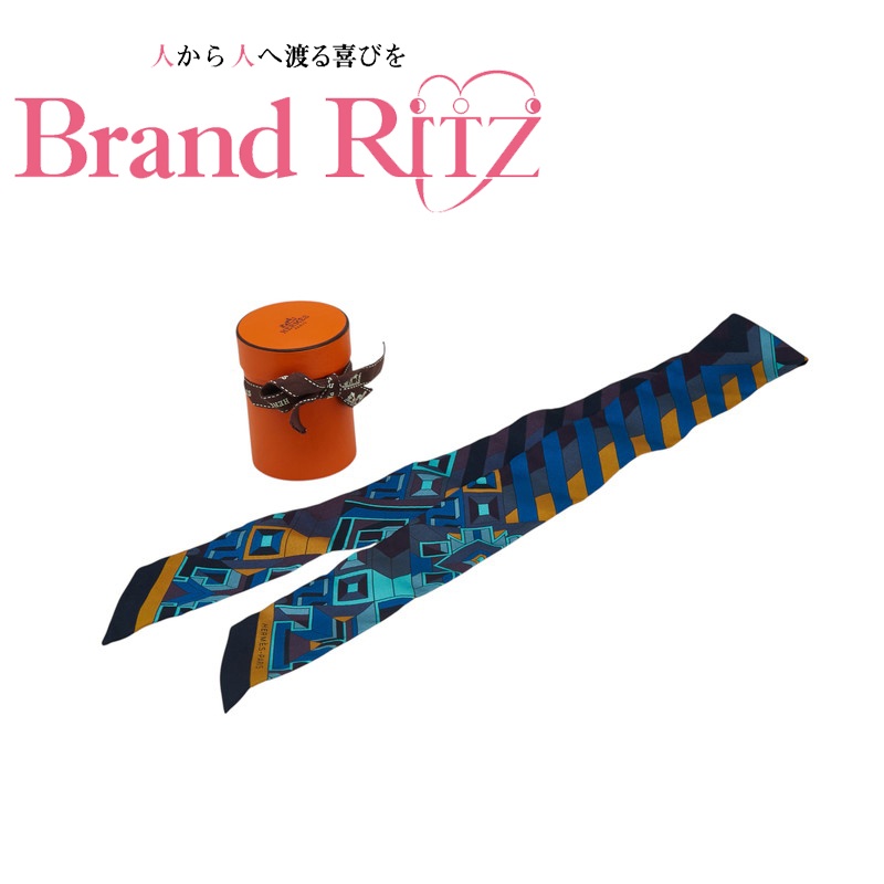 新品　エルメス　ツイリー　ラ・フォル・パレード　ブルー　シルク　スカーフ H8258 | [新品]エルメス ツイリースカーフ ラフォルパラード ブルー