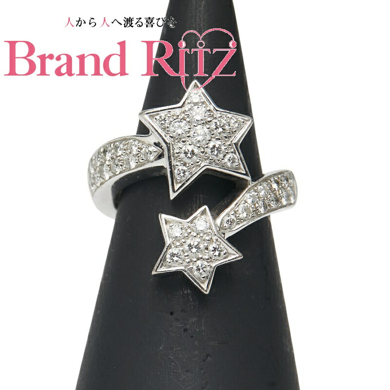 24/美品シャネル コスミック ダイヤ 750 K18WG リング 指輪 CHANEL シャネル コスミック K18WG ホワイトゴールド セラミック