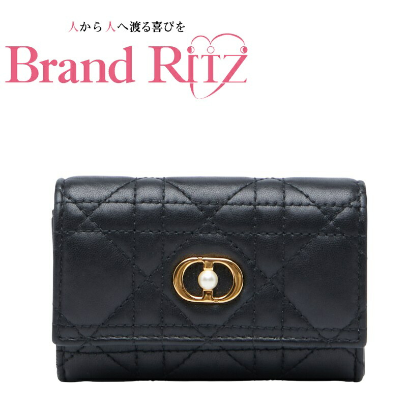 中古 良品 クリスチャンディオール カナージュ ジョリー グリシーヌ 二つ折り紙入れ S3102UNJB 子ヒツジ人はだ AB序列付ける 黒いこと レディース Dior 【貨物輸送無料】【三田店】