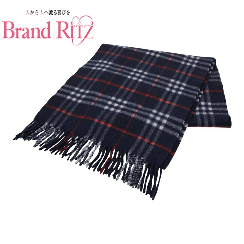 楽天市場】美品 バーバリー 4060291 ノバチェック フリンジ カシミヤ