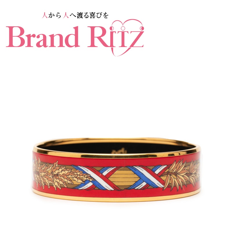 【この上なくお得!!引き換え証あり＆10％OFF】中古 エルメス エマイユGM 七宝焼き 腕輪 ゴールド 赤いこと AB位置づける マルチ色つや メッキ レディース HERMES 【貨物輸送無料】【名谷店】