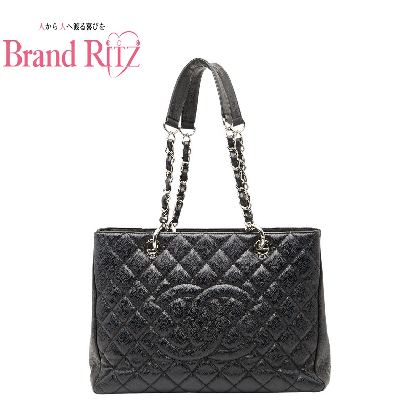 中古 シャネル ココマーク GST チェーン トートバッグ ショルダーバッグ ブラック ABランク キャビアスキン レディース CHANEL 【送料無料】【名谷店】