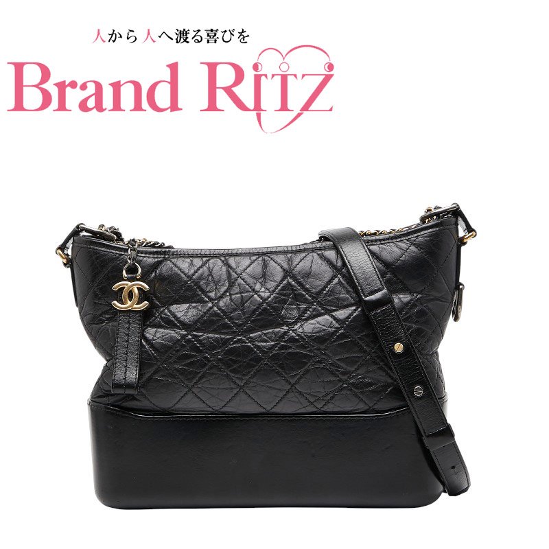 中古 シャネル ガブリエル ドゥ シャネル チェーン ショルダーバッグ Bランク ブラック レザー レディース CHANEL 【送料無料】【名谷店】