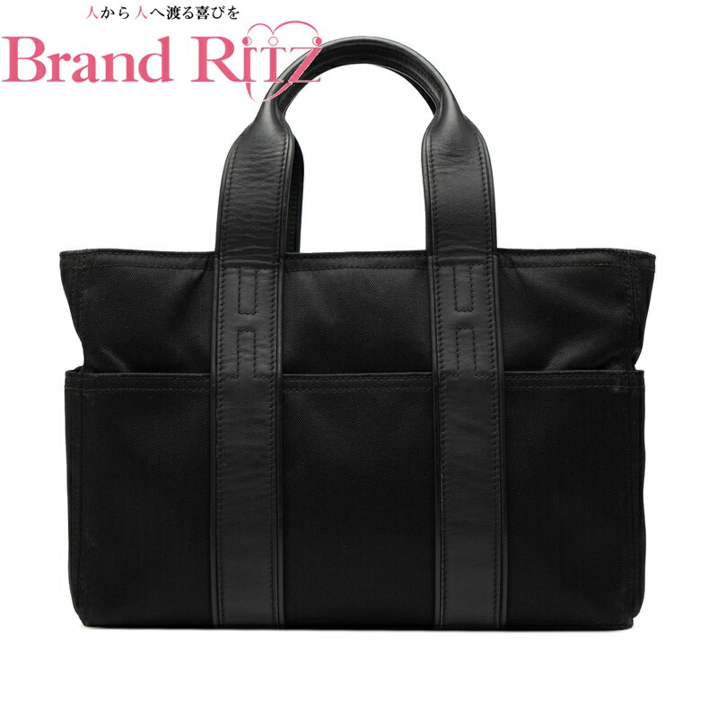 美品 HERMES アカプルコPM ハンドバッグ ナイロン　レザー エルメスアカプルコ PM オレンジ レディース ナイロン ハンドバッグ