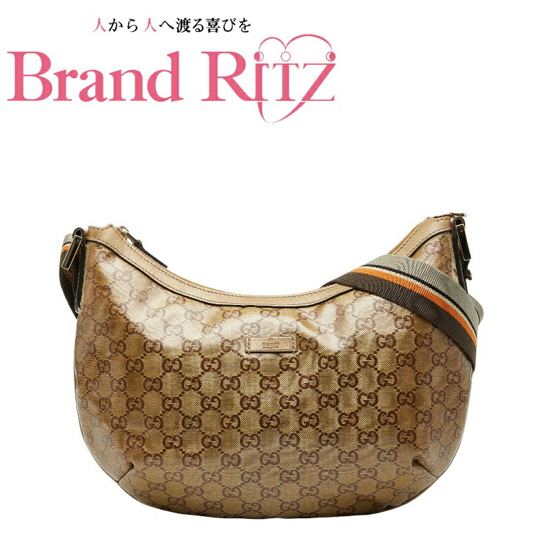 【この上なくお得!!引き換え証あり＆10％OFF】中古 グッチ GG水晶 シェリー酒生産ライン 曲がった掛け ショルダーバッグ 181092 AB価値づける ゴールド 赤銅色 薄墨色 帆布 なめし革 レディース GUCCI  【貨物輸送無料】【名谷店】