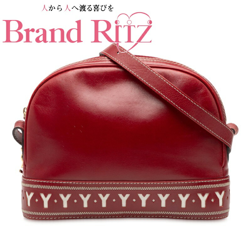 中古 サンローラン ヴィンテージ Yとり捨てる ショルダーバッグ 赤いこと なめし革 レディース SAINT LAURENT 【貨物輸送無料】【西神店】