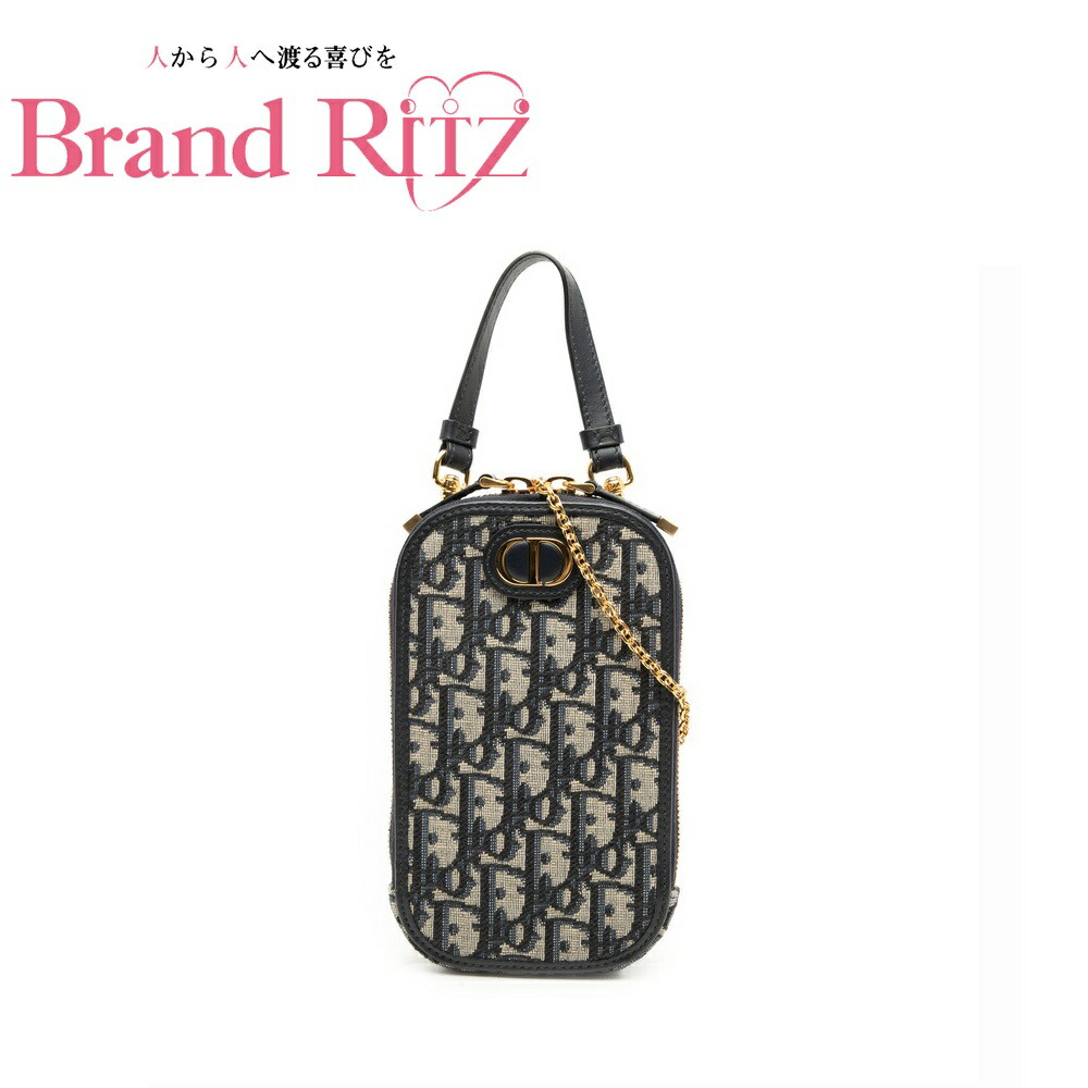 中古 ディオール オブリーク フォンショルダー ショルダーバッグ キャンバス Sランク ネイビー 斜め掛け レディース Dior 【送料無料】【三田店】