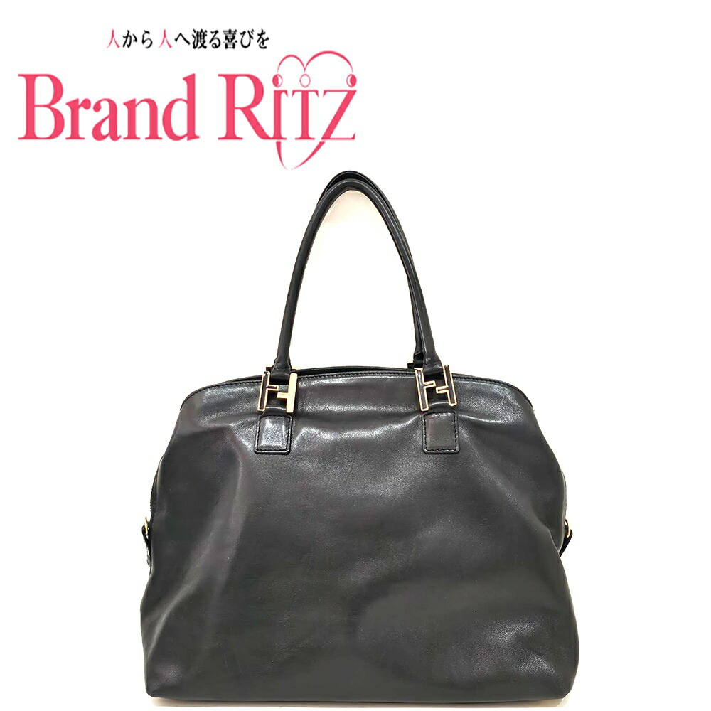 中古 フェンディ ハンドバック 黒いこと B価値づける ナッパレザー ヴィンテージ FF金具 ゴールド金具 肩かけ レディース FENDI 【貨物輸送無料】【名谷店】