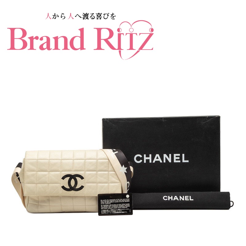 中古 シャネル チョコレート赤ちょうちん 曲がった掛け ショルダーバッグ ココマーク バイ色合い ベージュ 黒いこと なめし革 レディース CHANEL 【貨物輸送無料】【西神店】