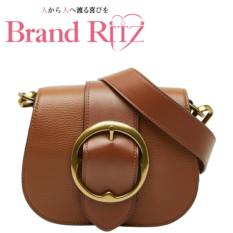 中古 美品 ポロ ラルフローレン ミニレノックス ショルダーバッグ ブラウン ペブルドレザー 斜め掛け レディース POLO RALPH LAUREN 【送料無料】【西神店】
