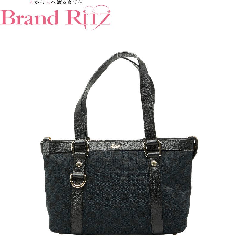 中古 良品 グッチ ABランク GGキャンバス アビー ハンドバッグ 141471 ブラック キャンバス レザー レディース GUCCI 【送料無料】【三田店】