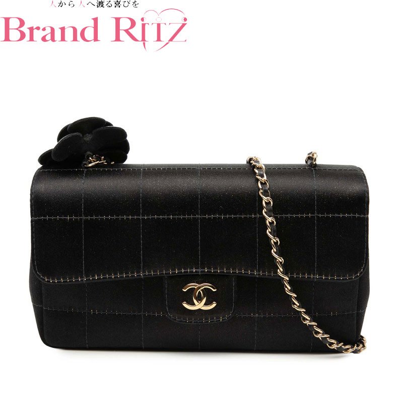 【この上なくお得!!引き換え証あり＆10％OFF】中古 美品 シャネル A価値づける ココマーク カメリア チョコレート赤ちょうちん チェーン店 ミニショルダーバッグ 黒いこと 繻子 子ヒツジ素はだ レディース CHANEL 【貨物輸送無料】【三田店】