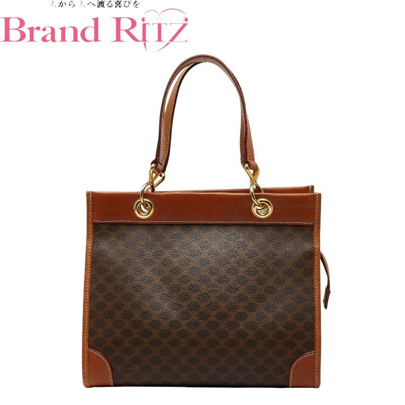 中古 良品 セリーヌ ABランク マカダム ハンドバッグ ブラウン PVC レザー レディース CELINE 【送料無料】【三田店】