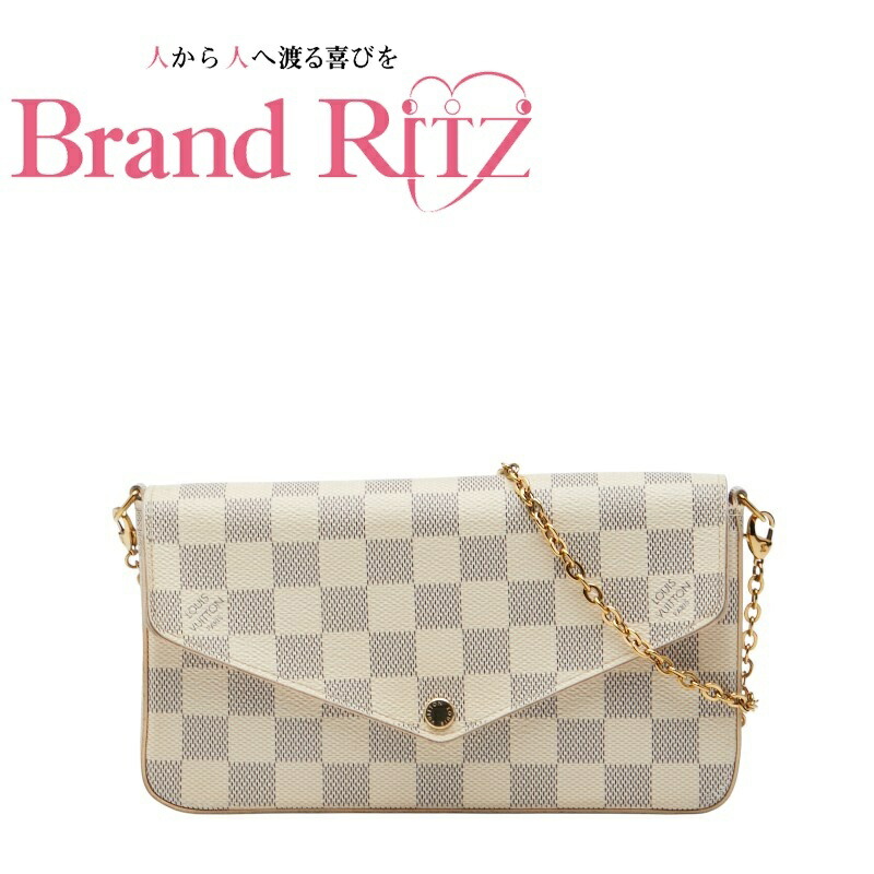 中古 ルイ ヴィトン ダミエアズール チェーン ポシェット ショルダーバッグ N63106 ホワイト PVC レディース LOUIS VUITTON 【送料無料】【三田店】