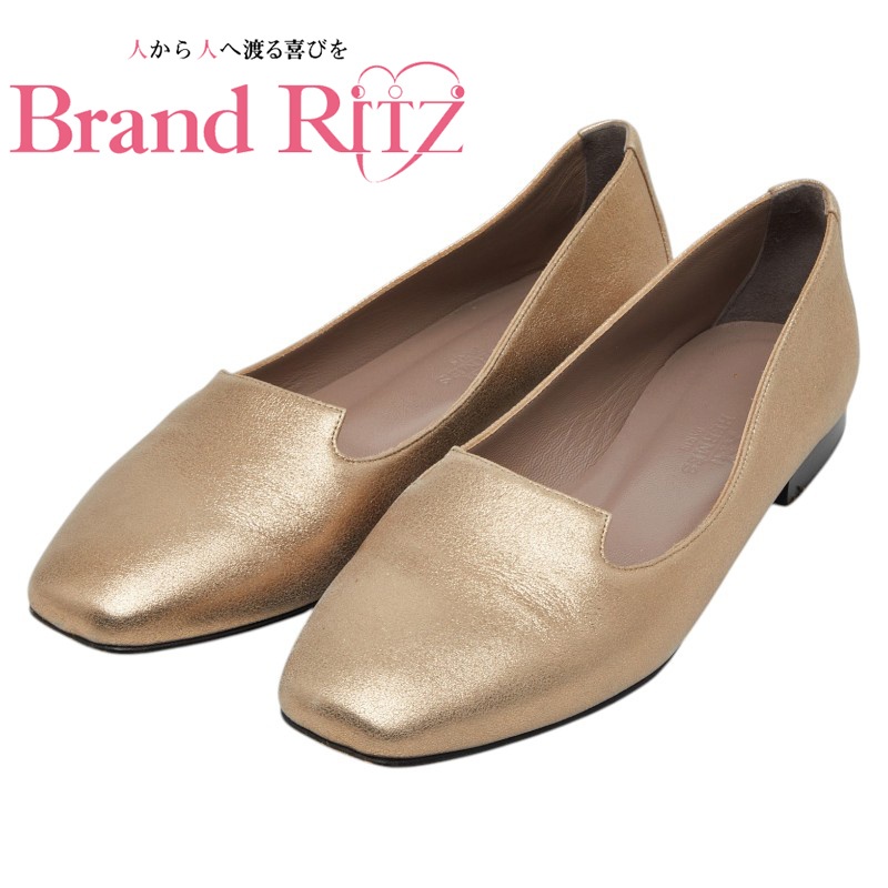 【この上なくお得!!引き換え証あり＆10％OFF】中古 エルメス パンプス 歌劇場シューズ 大きさ 35 1/2 ゴールド なめし革 レディース HERMES 【貨物輸送無料】【三田店】