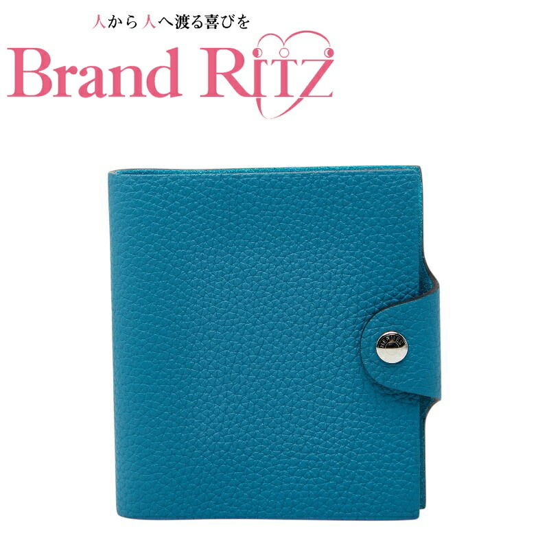 【この上なくお得!!クーポン券あり＆10％OFF】中古 美品 エルメス ユリス ミニ 万覚え帳取りまかなう  議事日程 □R目じるし 青碧ジーン レディース HERMES 【貨物輸送無料】【西神店】