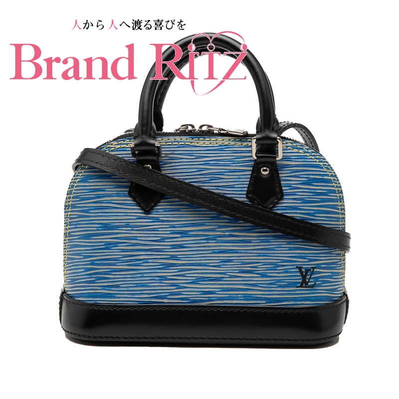 中古 ルイヴィトン エピ ジーンズ ハンドバック ナノアルマ 青色ジーン ショルダーバッグ 曲がった掛け 2WAY M41578 青色 黒いこと PVC なめし革 レディース 【貨物輸送無料】【西神店】