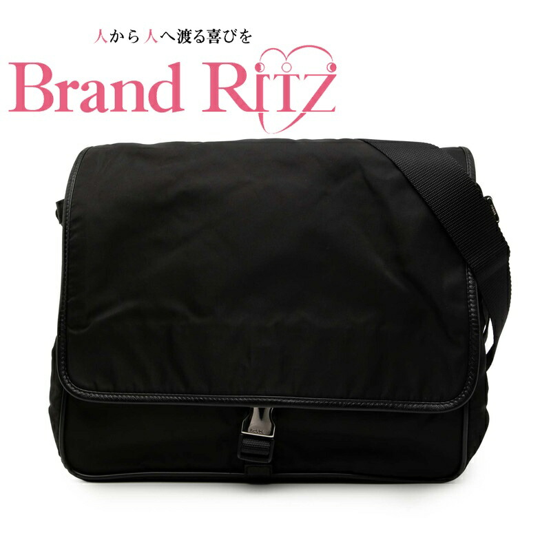 中古 プラダ ３角形ロゴタイプ一皿 伝達人御徒面子 ショルダーバッグ V166 黒いこと ナイロン サフィアーノレザー レディース PRADA 【貨物輸送無料】【西神店】