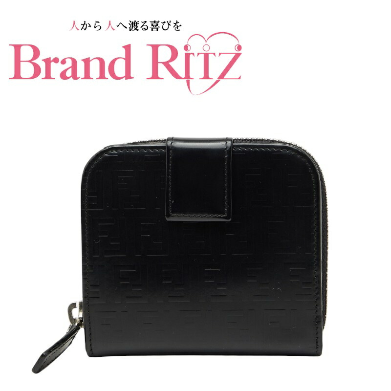 【この上なくお得!!クーポン券あり＆10％OFF】中古 フェンディ ズッキーノ 二つ折り紙入れ メンズ レディース ユニ一発やる 黒いこと 専売特許なめし革 メンズ FENDI 【貨物輸送無料】【西神店】
