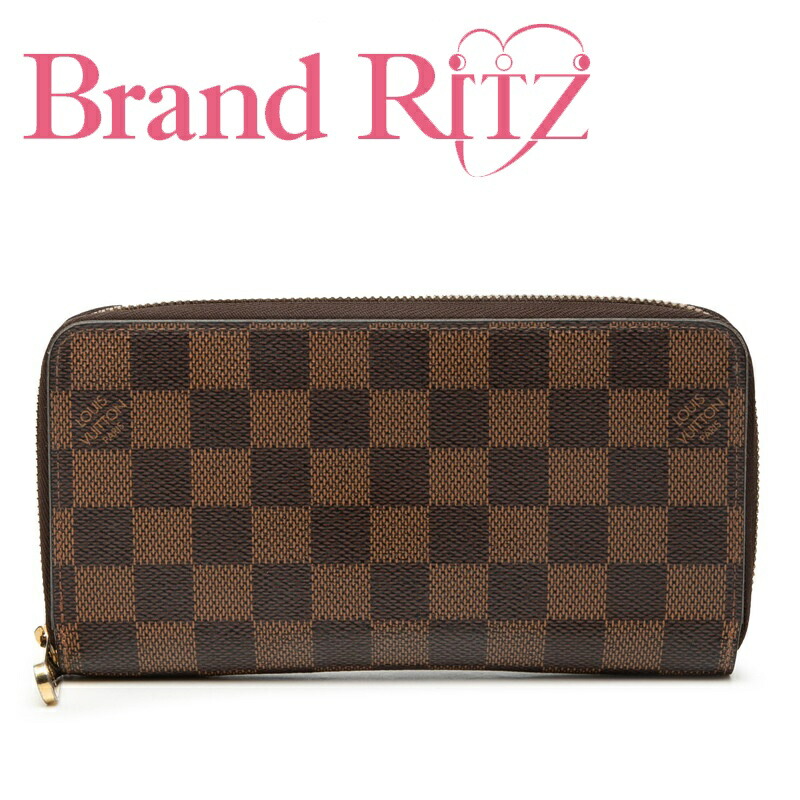 中古 ルイ ヴィトン ダミエ ジッピーウォレット 長札入れ N41661 赤銅色 PVC レディース LOUIS VUITTON 【貨物輸送無料】【西神店】