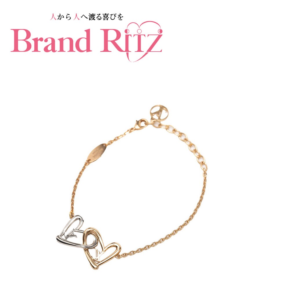 中古 ルイ ヴィトン 美品 ブラスレ ハート フォーリンラブ ブレスレット M00466 ゴールド シルバー メッキ メタル レディース LOUIS VUITTON 【送料無料】【三田店】｜ブランド　リッツ