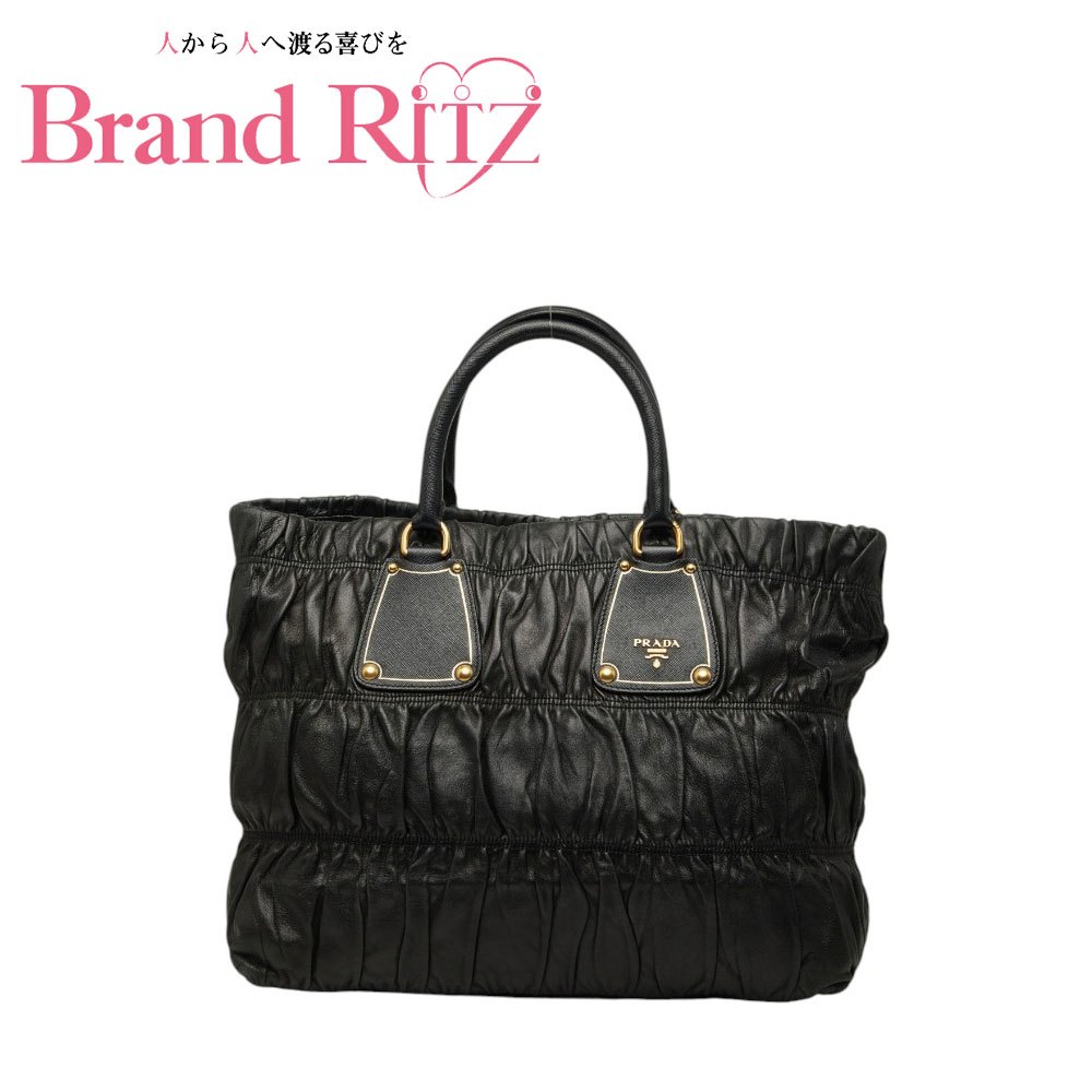 中古 プラダ ゴーフル トートバッグ ブラック レザー サフィアーノレザー レディース PRADA 【送料無料】【三田店】|ブランド リッツ