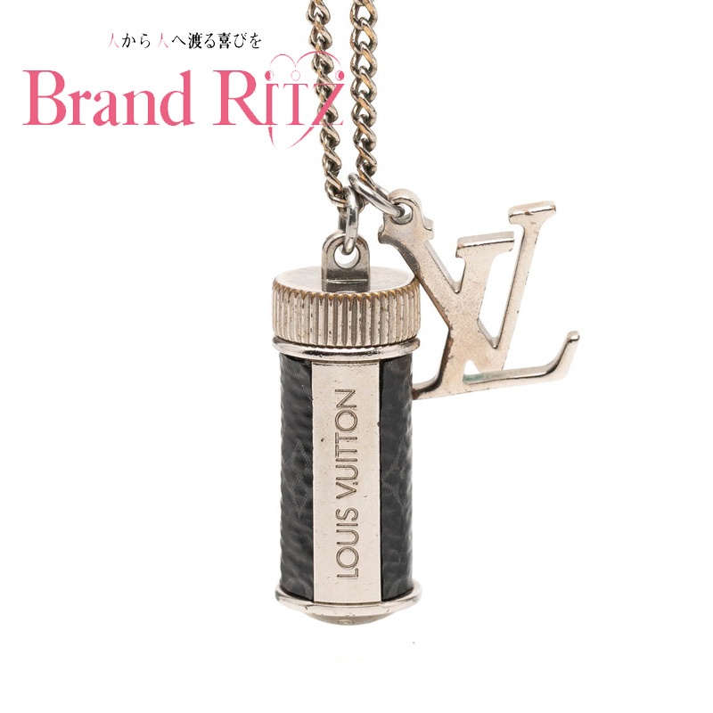 中古 ルイヴィトン モノグラム エクリプス コリエチャームズ チェーン ペンダント ネックレス M63641 ブラック シルバー メタル PVC メンズ LOUIS VUITTON 【送料無料】【名谷店】|ブランド リッツ