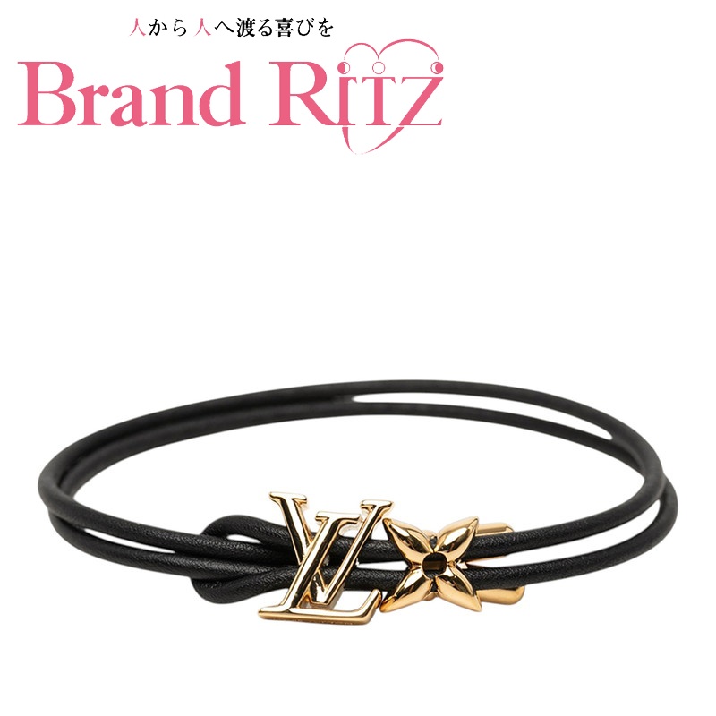 中古 ルイ ヴィトン LVブルーム ブレスレット M8142Z ノワール ブラック ゴールド メッキ レザー レディース LOUIS VUITTON 【送料無料】【三田店】｜ブランド　リッツ 31,070円