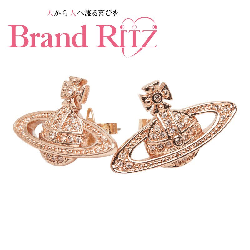 中古 良品 ヴィヴィアンウエストウッド オーブ スタッドピアス ピンクゴールド メッキ ラインストーン レディース Vivienne Westwood 【送料無料】【三田店】｜ブランド　リッツ
