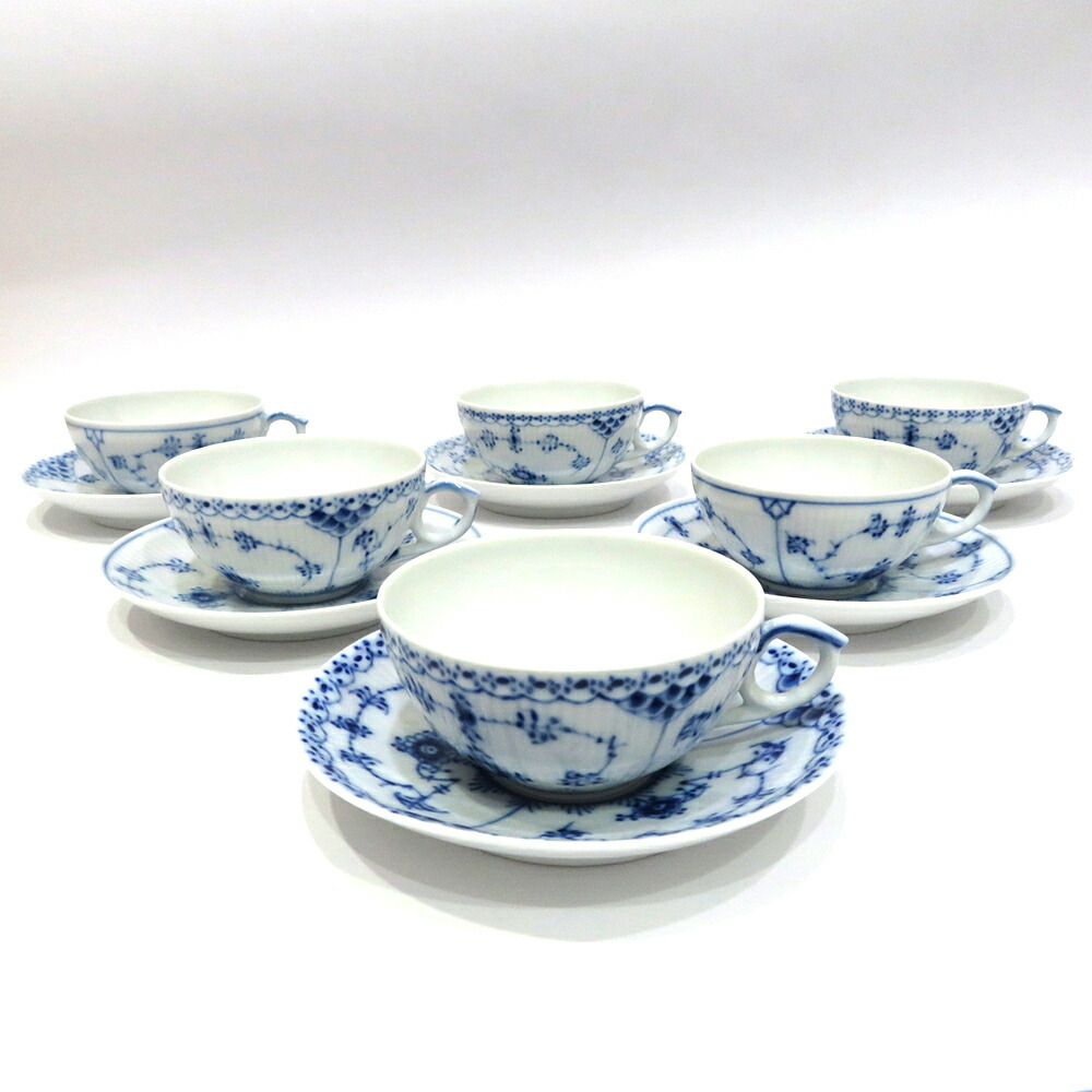 【この上なくお得!!引き換え証あり＆10％OFF】中古 ロイヤルコペンハーゲン ブルーフルーテッド 二分の一スピード競技 優勝杯＆平円盤 AB価値づける 計6客 【貨物輸送無料】【西神店】