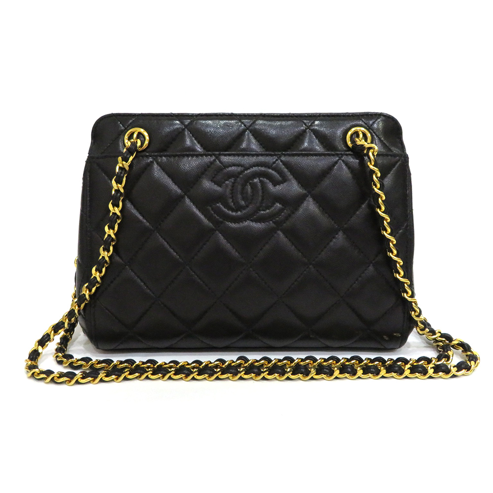 シャネル　ショルダーバッグ　チェーン　マトラッセ　ココマーク　ブラック CHANEL シャネル マトラッセ チェーンショルダーバッグ ココ