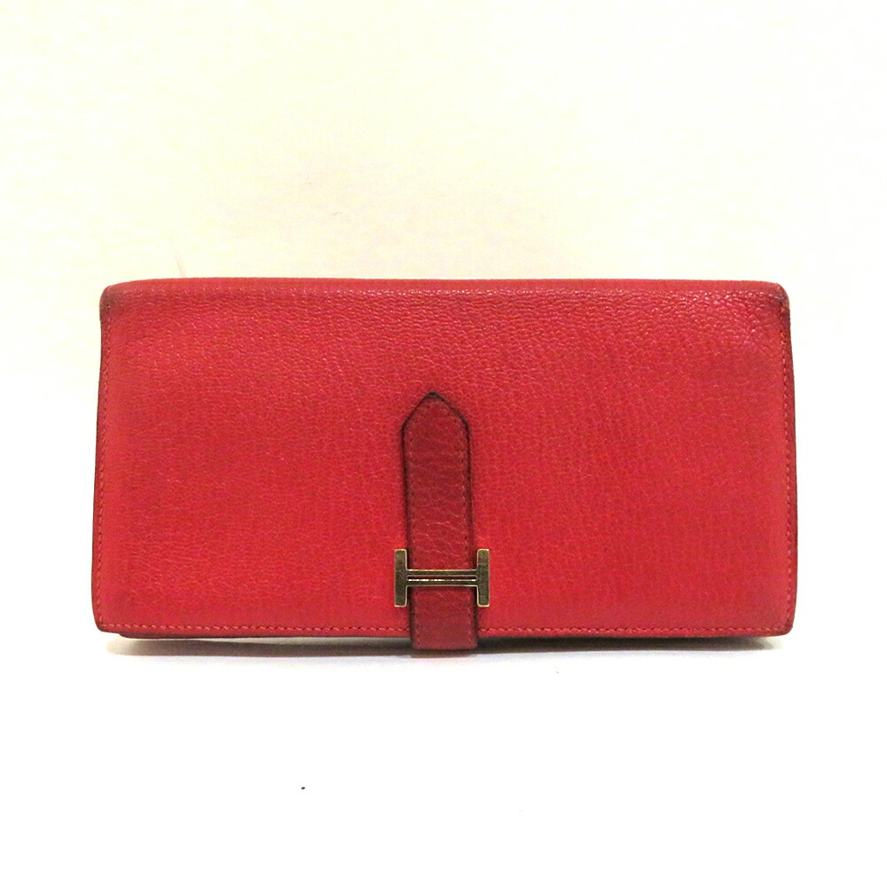 楽天市場】エルメス HERMES 長財布 ベアンスフレ レッドxゴールド