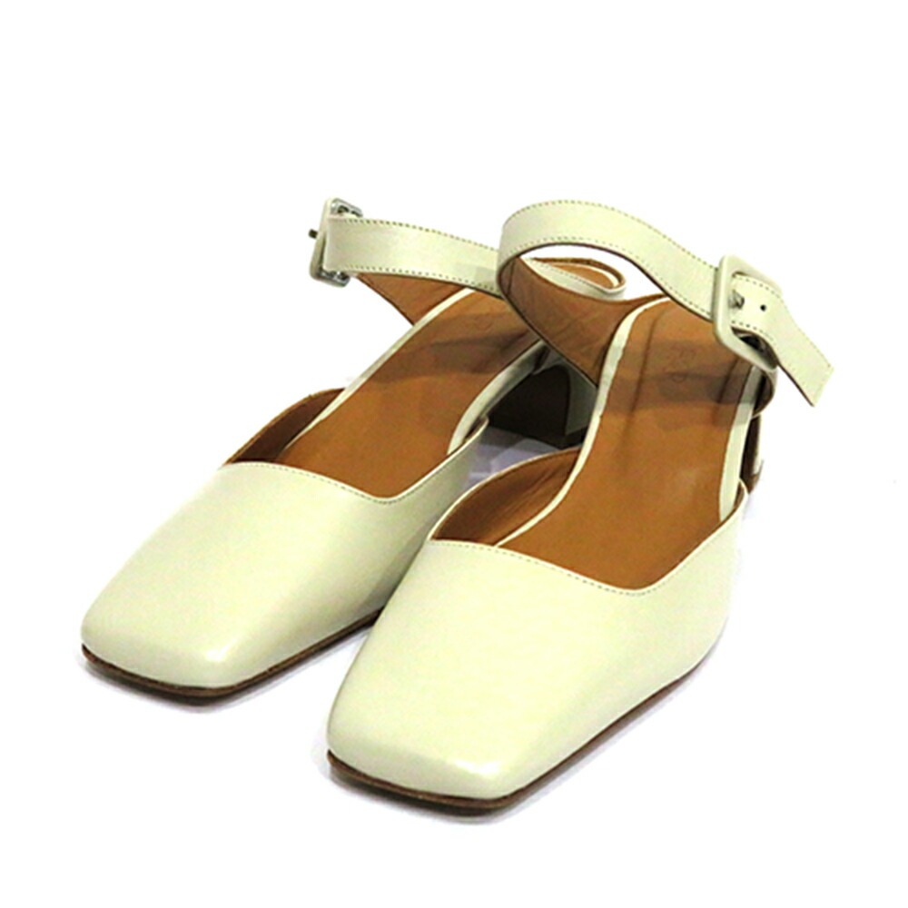 中古 バイ毛皮 アンクルパンプス シューズ 靴 A価値づける BY FAR 象牙色 大きさ35 レディース 【貨物輸送無料】【西神店】