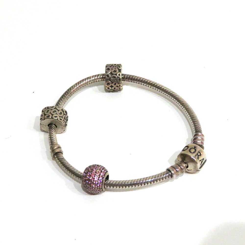楽天市場】パンドラ ラインストーン ビーズ ブレスレット ピンク SV925