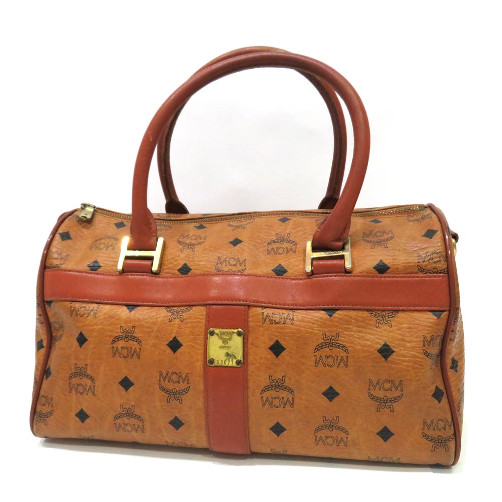 MCM ブラウン レザーバッグ　ボストン Small Boston Bag in Visetos Original Cognac | MCM ®SE