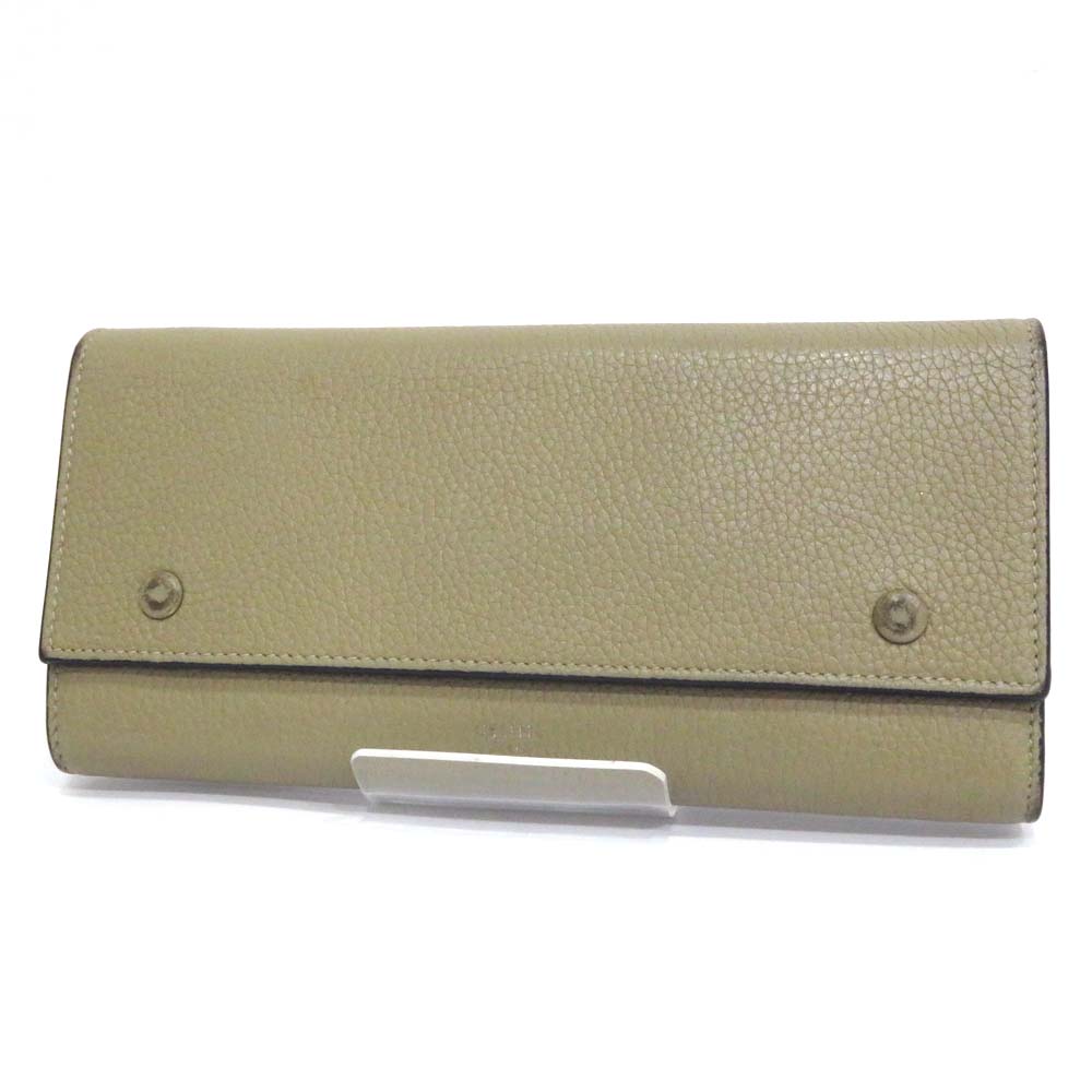 中古 セリーヌ ラージフラップ マルチファンクション Bランク 二つ折り長財布 グレー CELINE レディース 【送料無料】【名谷店】