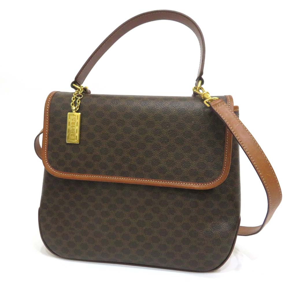 【この上なくお得!!クーポン券あり＆10％OFF】中古 セリーヌ マカダム柄 2WAY御徒面子 AB序列付ける 御手手 ヴィンテージ 惹き付ける付き添い人 レディース 【貨物輸送無料】【名谷店】