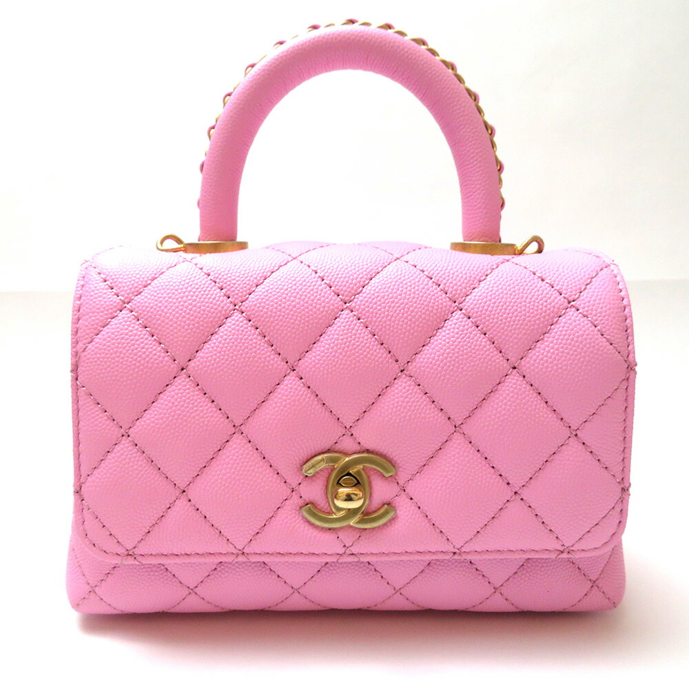 中古 美品 シャネル ココハンドル キャビアスキン ハンドバッグ シリアルプレート Aランク ピンク 2WAY レディース CHANEL 【送料無料】【三田店】 326,502円