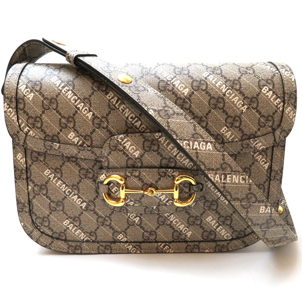 中古 美品 グッチ バレンシアガコラボ ホースビット1955 ショルダーバッグ GGスプリーム 602204 Aランク ベージュ GUCCI 【送料無料】【三田店】