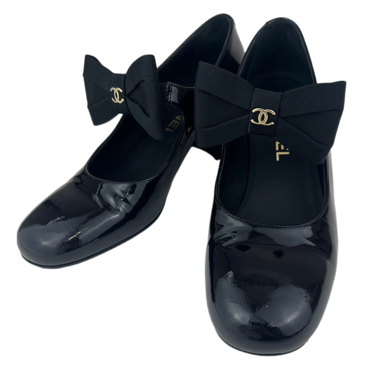 美品▲ CHANEL // ココマーク メリージェーン ポインテッドトゥ 黒 メリージェーン【CHANEL】上品なポインテッドトゥ CCマーク