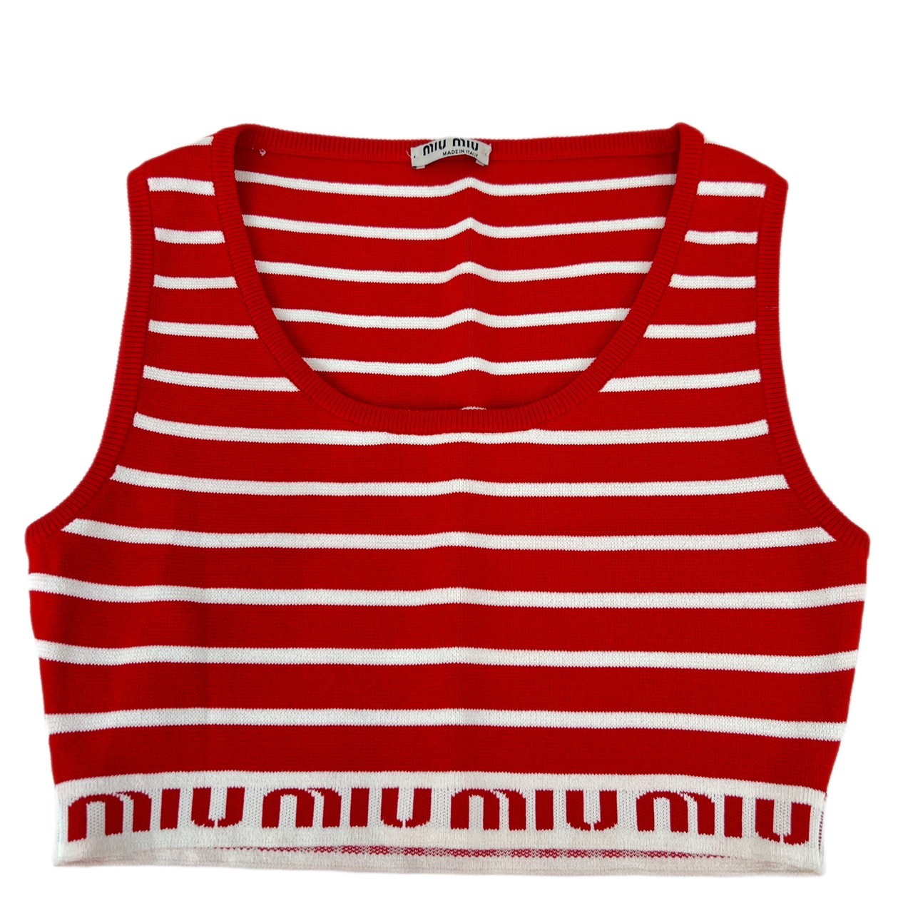 楽天市場】【中古】MIU MIUポプリン トップ ロゴ刺繍 ショート