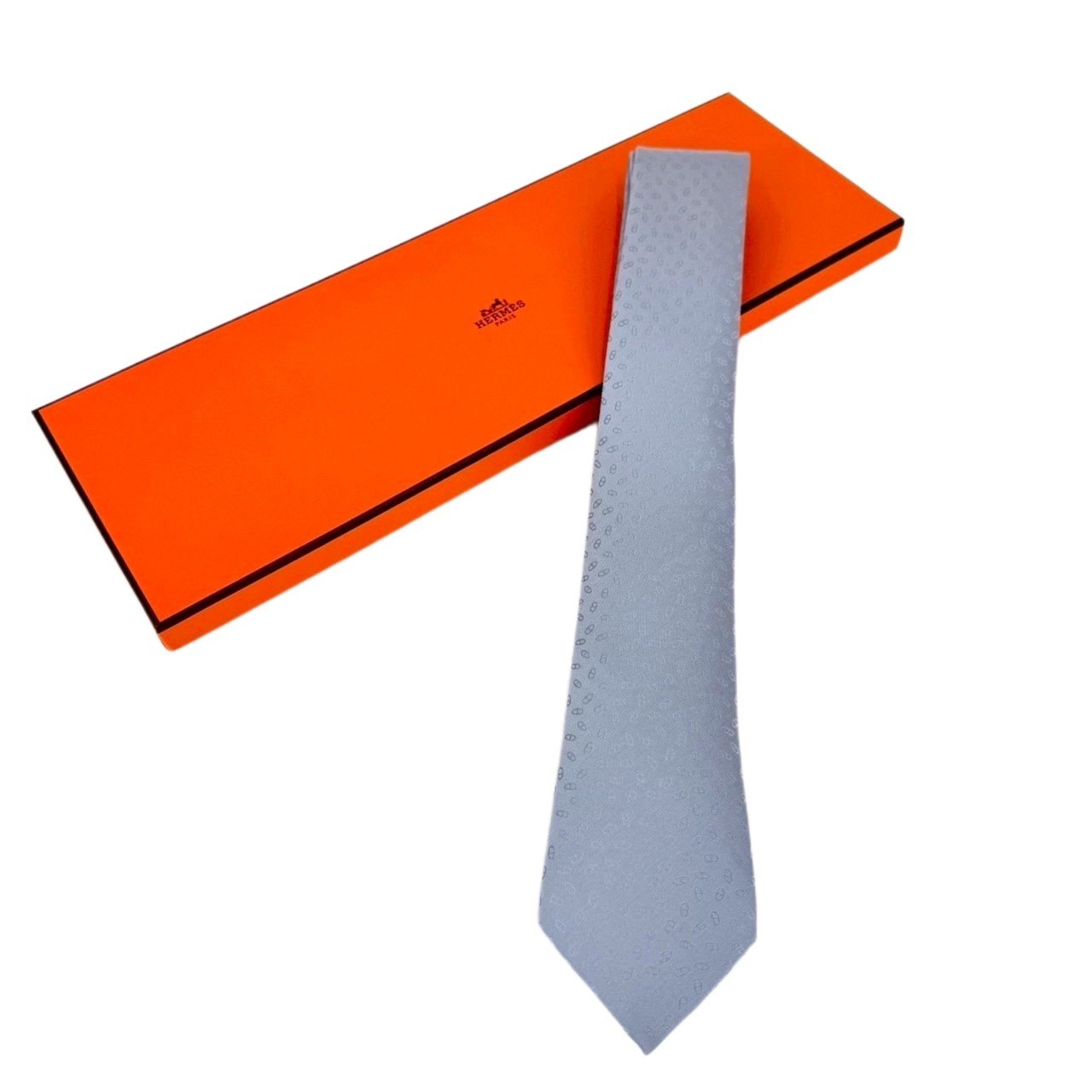 ✨未使用✨HERMES エルメス　ネクタイ　ブランドカラー　タツノオトシゴ　現行 エルメスタツノオトシゴ柄 オレンジ メンズ ネクタイ HERMES 中古