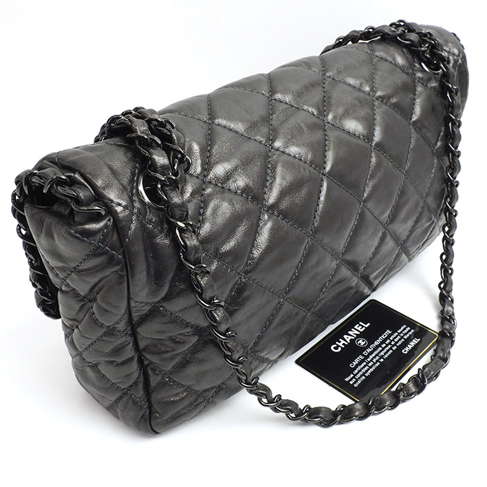 BRAND SHOT TOKYO: CHANEL Chanel black chain black metal fittings double shoulder luxury A50491 ...