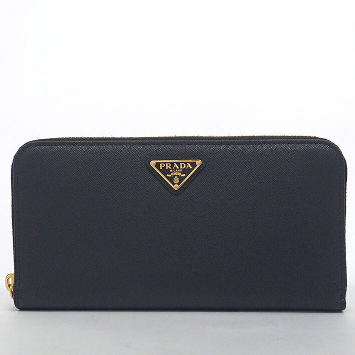 近年モデル 美品✨プラダ ブラッシュドレザー トライアングルロゴ ラウンドジップ PRADA（プラダ） トライアングル ロゴ 長財布 エンボス ラウンド