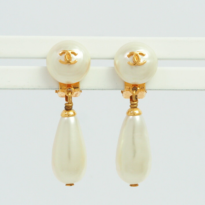 シャネル ココマーク マベ風 ティアドロップパール クリップ式 イヤリング Ambersteak House