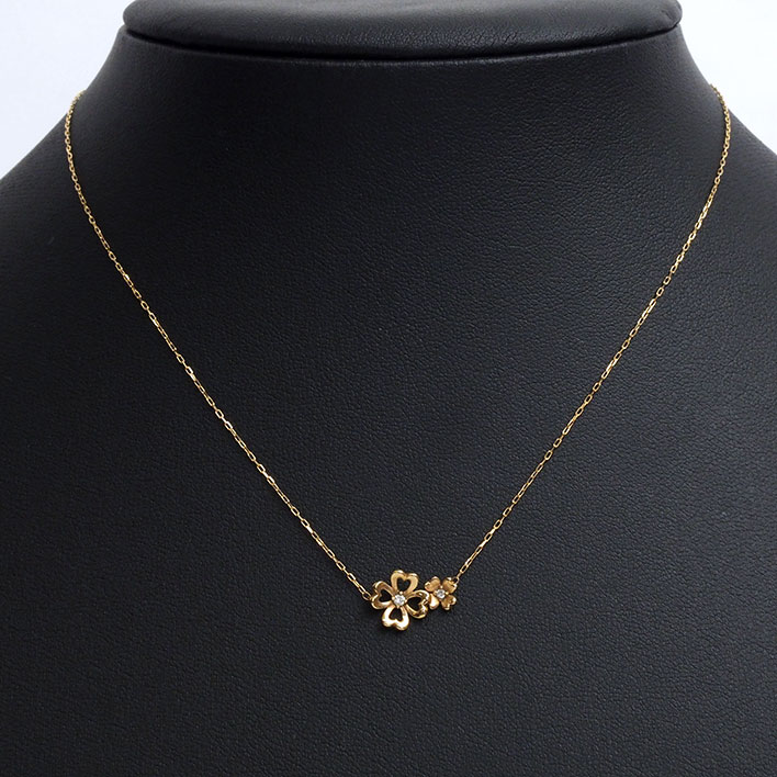 Brand Shot Tokyo ヨンドシー 2p Mele Diamond Four Leaf Clover - Gold Diamond Four Leaf Clover Pendant Necklace Brand Shot Tokyo ヨンドシー 2p Mele Diamond Four Leaf Clover - Gold Diamond Four Leaf Clover Pendant Necklace