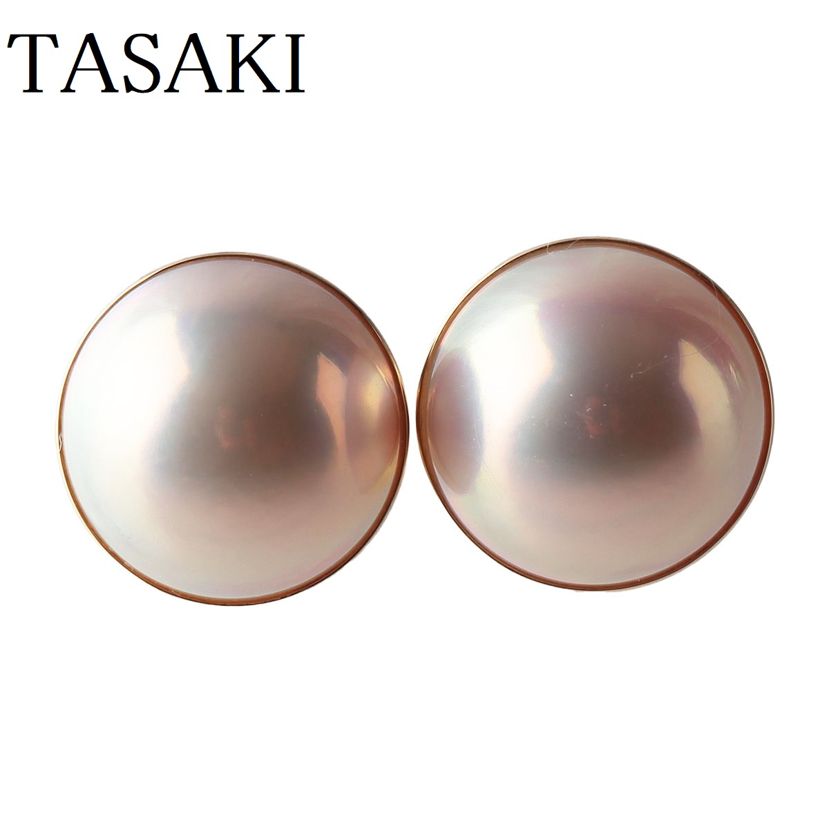 フラワーB ブルーグレイ TASAKI マベパールのピアス（18KWG